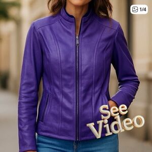👛 (ANY 2/$50) NORTHERN REFLECTIONS Faux Leather Purple Jacket See Video
